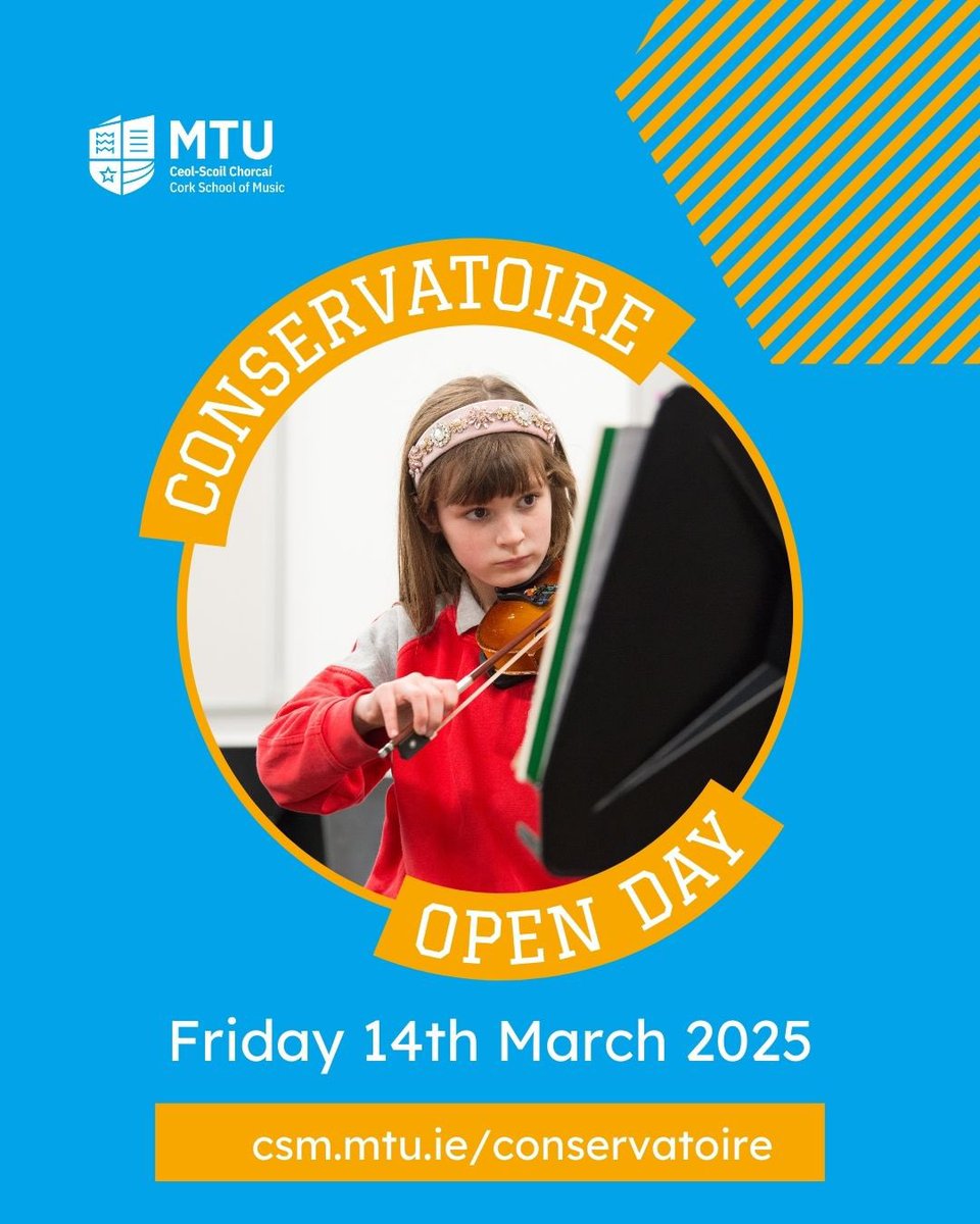 Interested in studying at Cork School of Music this September? Join us for our Conservatoire Open Day on Friday 14th March, 3.30pm - 5.30pm, to find out more about our musicianship programmes, individual tuition and performing groups