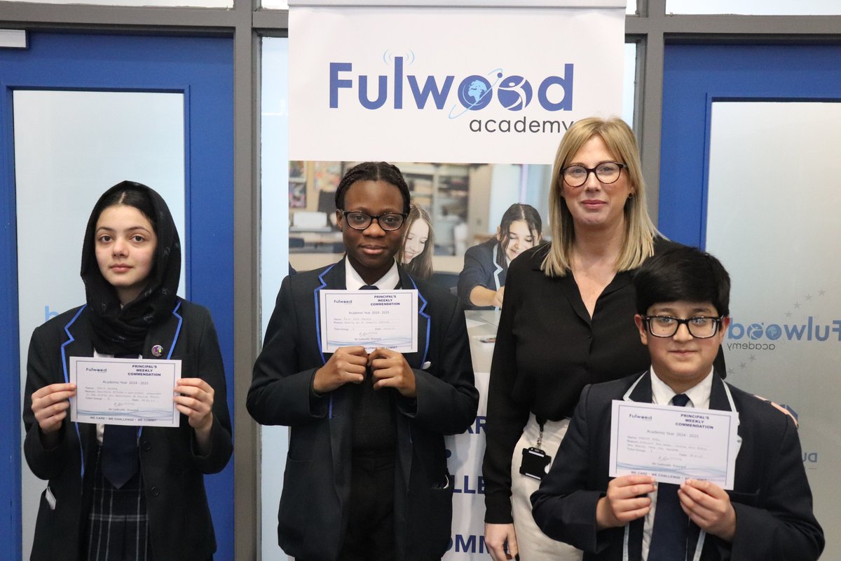 FulwoodAcademy's tweet photo. Well done to this week’s winners of the Principal’s Commendation Award. 
#WeAreFulwood #WeCommit #PrincipalsCommendation #SMARTLearner⭐️ https://t.co/Gy8TVzsjT1