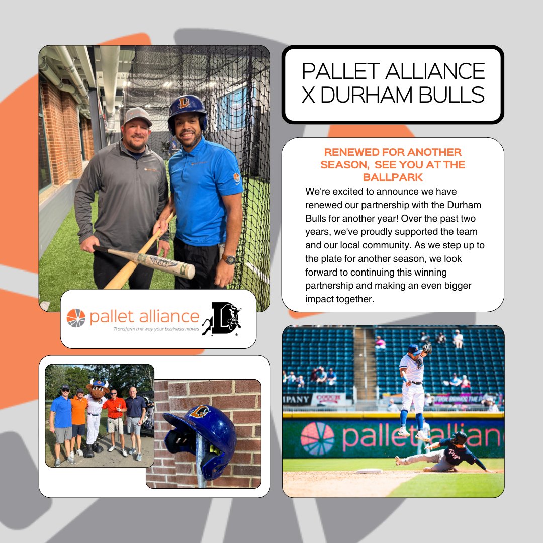We're stepping up to the plate for another season with the Durham Bulls! Pallet Alliance is proud to renew our partnership, and we look forward to opening day on April 1st! Here's to another winning season together! ⚾ #PalletAlliance #DurhamBulls #GoBulls #Durham #playball