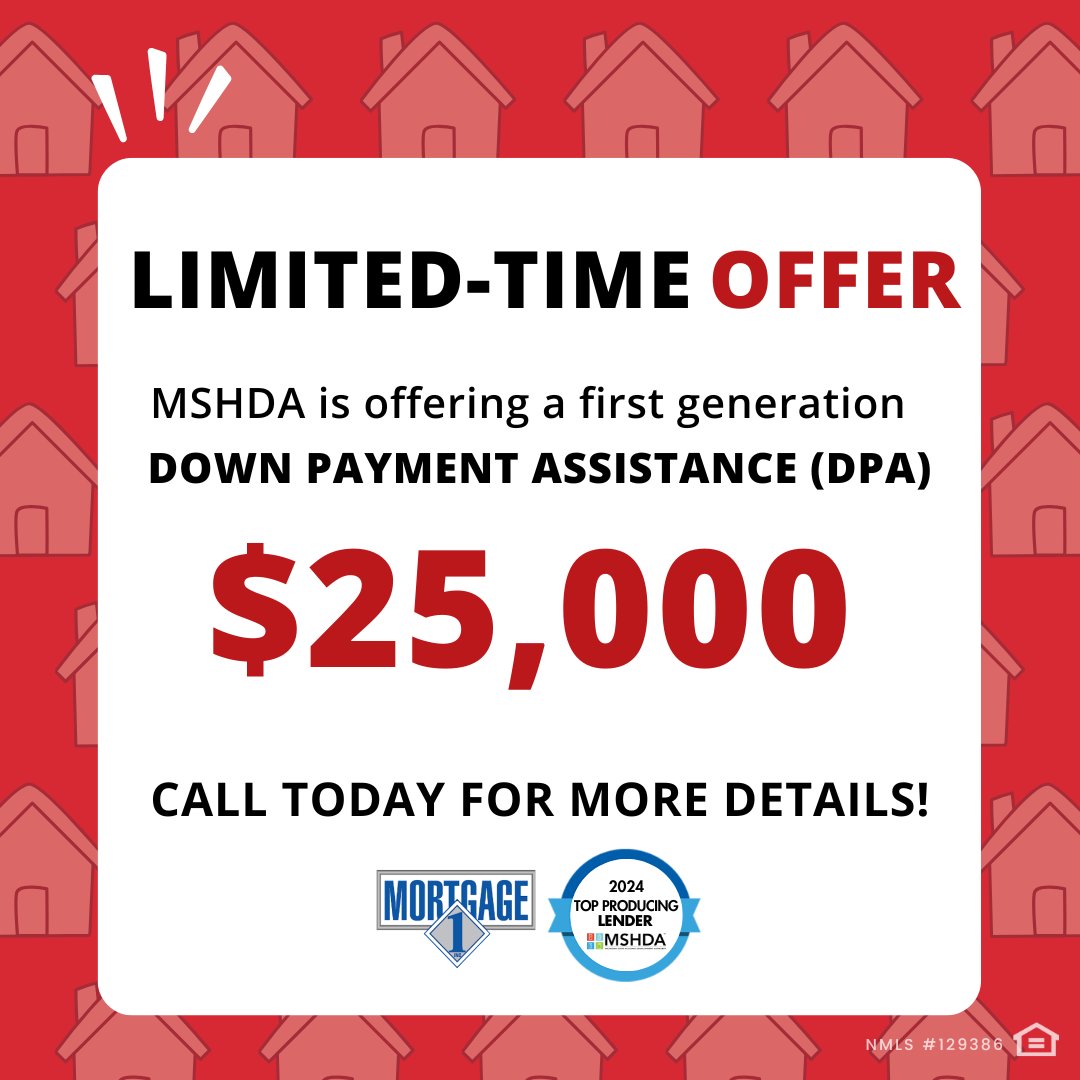 Thinking of buying your first home? You may qualify for MSHDA’s new $25K down payment assistance (DPA)! Call me now to check your eligibility: 734.506.6300
