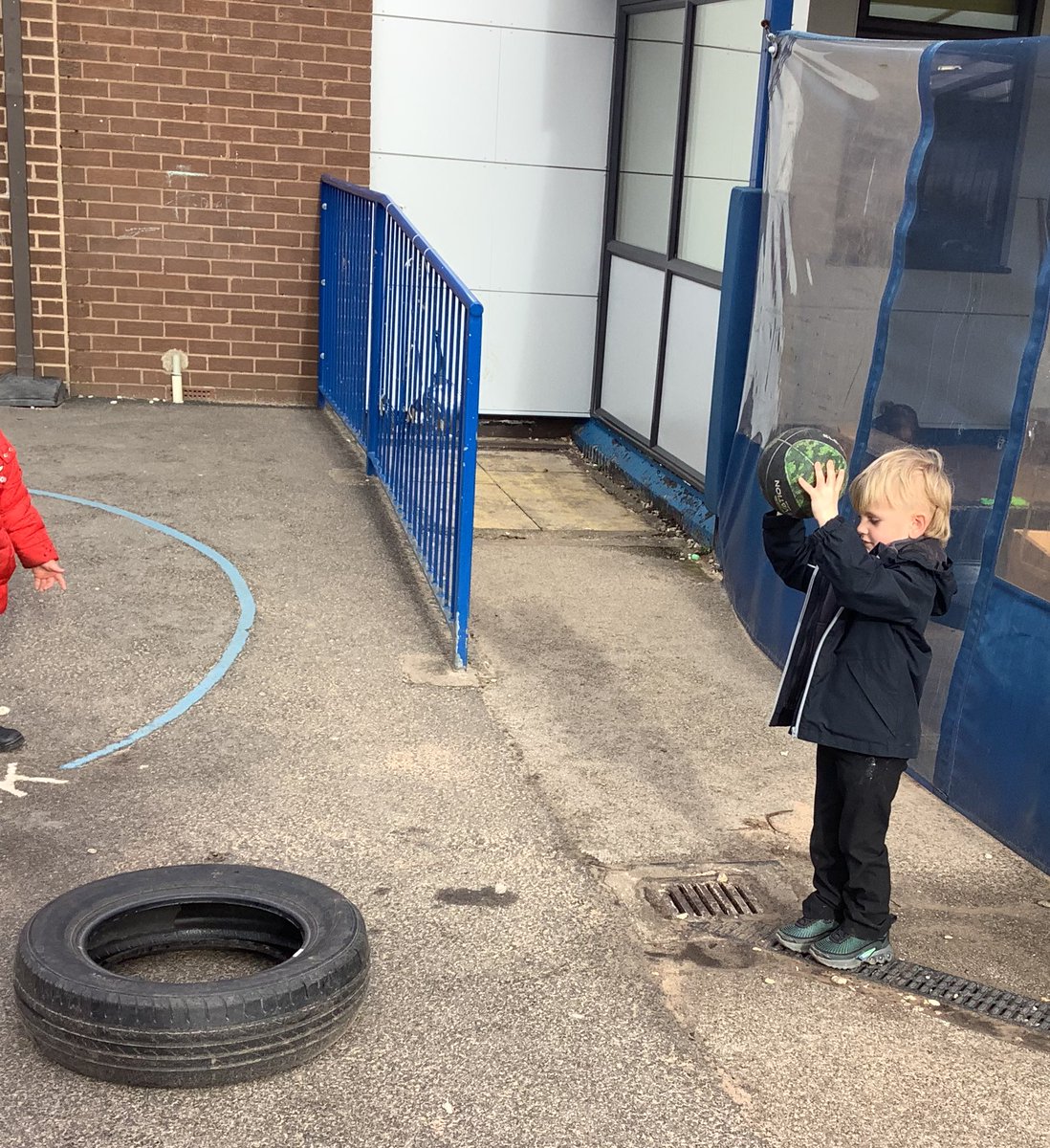 IPMATAshGrove's tweet photo. This week In Nursery we have been practising throwing a ball at a target. We found out the further away you went to trickier it got! It was great to see the resilience children had to keep trying #AGPANursery #AGPAPhysicalDevelopment https://t.co/40qfKbxKR1