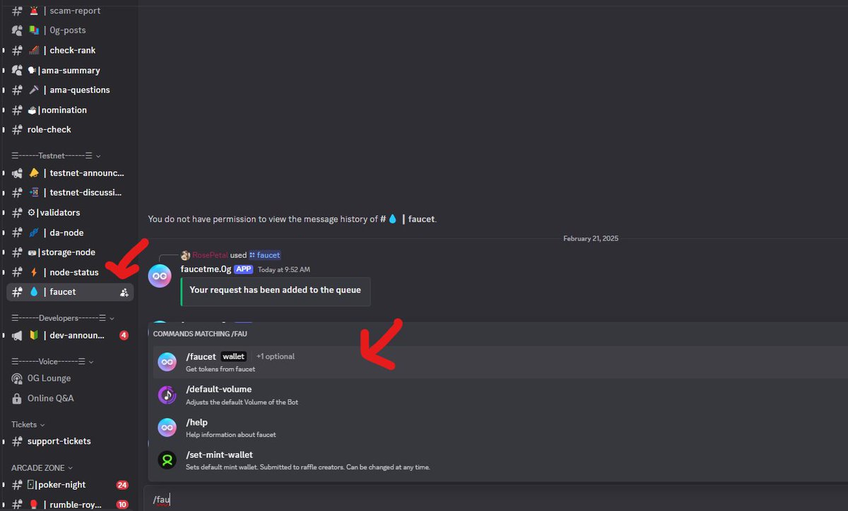 GhassemiKiarash's tweet photo. Now you can perform Swaps on @0G_labs. 
First, claim your faucet tokens, then use the site below to execute your transactions
https://t.co/87NO8WpEEW

To receive faucet tokens via @0G_labs

Discord, follow these steps:  Join the @0G_labs
Discord using this link: https://t.co/aaVLIUrJJj
Go to the role selection channel and claim the required roles (as shown in the provided image) to unlock the faucet channel
In the faucet channel, type /faucet, enter your wallet address, and press Enter  Wait a few minutes, and the faucet tokens will be sent to your wallet