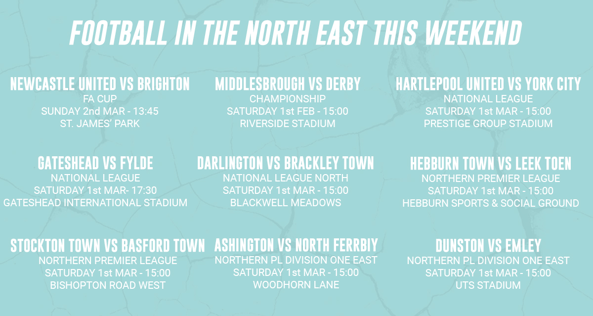 WHAT FOOTBALL IS ON IN THE NORTH EAST THIS WEEKEND? ⬇️