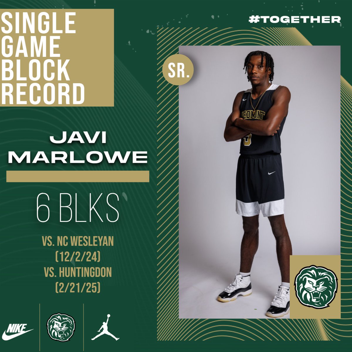 🚨New NCAA-era Program Record🚨

Sr. Javi Marlowe broke the Single Game Blocks Record not once but twice this season against NC Wesleyan and Huntingdon. #together