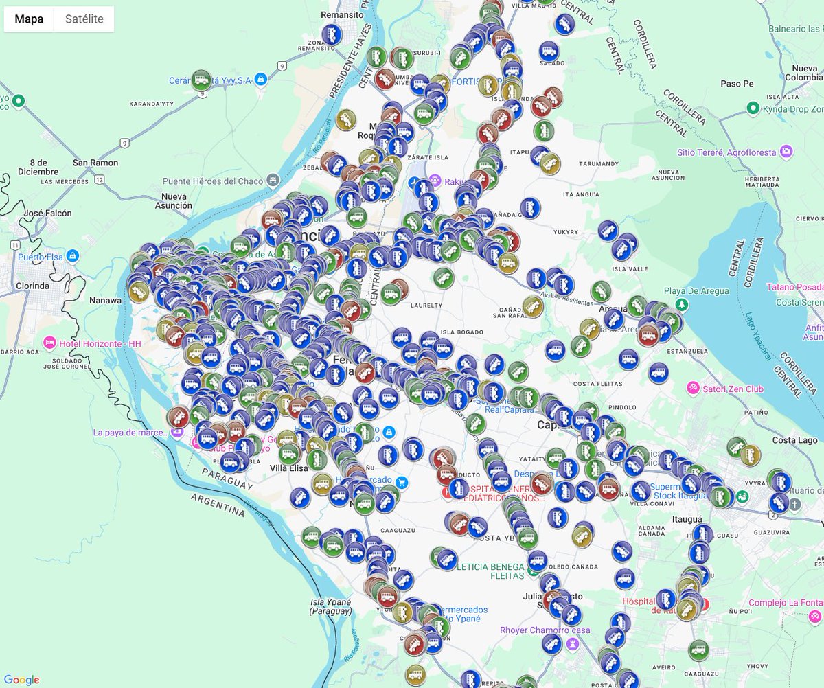 Cetrapam's tweet photo. 📍 Así se mueve el transporte público en Asunción y el Área Metropolitana. 🚍🔍 Cada punto en el mapa representa un bus de CETRAPAM en circulación, conectando a miles de pasajeros a sus destinos.
Estamos en movimiento para vos. #CETRAPAM #TransportePúblico https://t.co/NkMZywfxqp