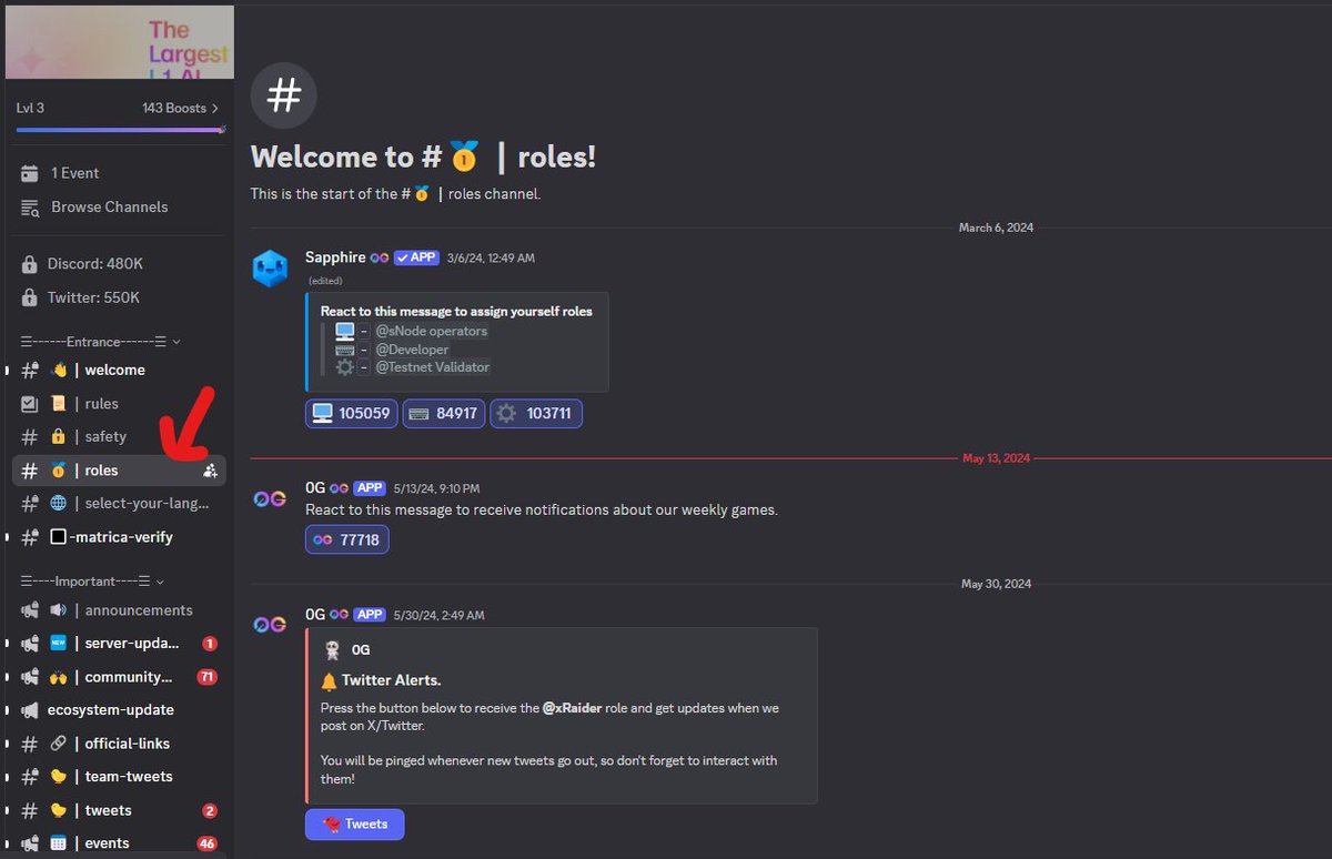 GhassemiKiarash's tweet photo. Now you can perform Swaps on @0G_labs. 
First, claim your faucet tokens, then use the site below to execute your transactions
https://t.co/87NO8WpEEW

To receive faucet tokens via @0G_labs

Discord, follow these steps:  Join the @0G_labs
Discord using this link: https://t.co/aaVLIUrJJj
Go to the role selection channel and claim the required roles (as shown in the provided image) to unlock the faucet channel
In the faucet channel, type /faucet, enter your wallet address, and press Enter  Wait a few minutes, and the faucet tokens will be sent to your wallet