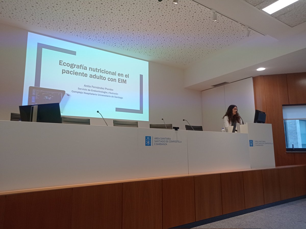 Y a continuación, la Dra Antia Fernández Pombo, miembro de <a href="/uetemlab/">UETeM Lab</a> <a href="/cimususc/">CiMUS</a> y adjunto del Servicio de Endocrinología y Nutrición en <a href="/santiagosergas/">Área Sanitaria de Santiago e Barbanza</a> nos ha mostrado la utilidad de la ecografía nutricional en el paciente adulto con Errores Innatos del Metabolismo