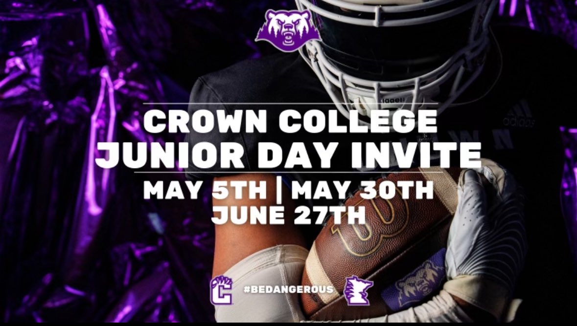 Thank you <a href="/CrownCollegeFB/">Crown College Football</a> for the junior day invite!
