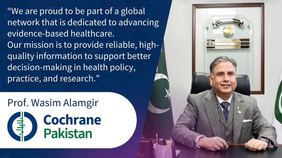 🌍 Cochrane Pakistan has launched! Our first new Cochrane Geographic Group in five years.

This milestone strengthens our mission to expand #EvidenceBasedHealthcare worldwide! 🔬

Read more 👉 buff.ly/4h6FvvX 

#CochranePakistan #GlobalHealth #Research