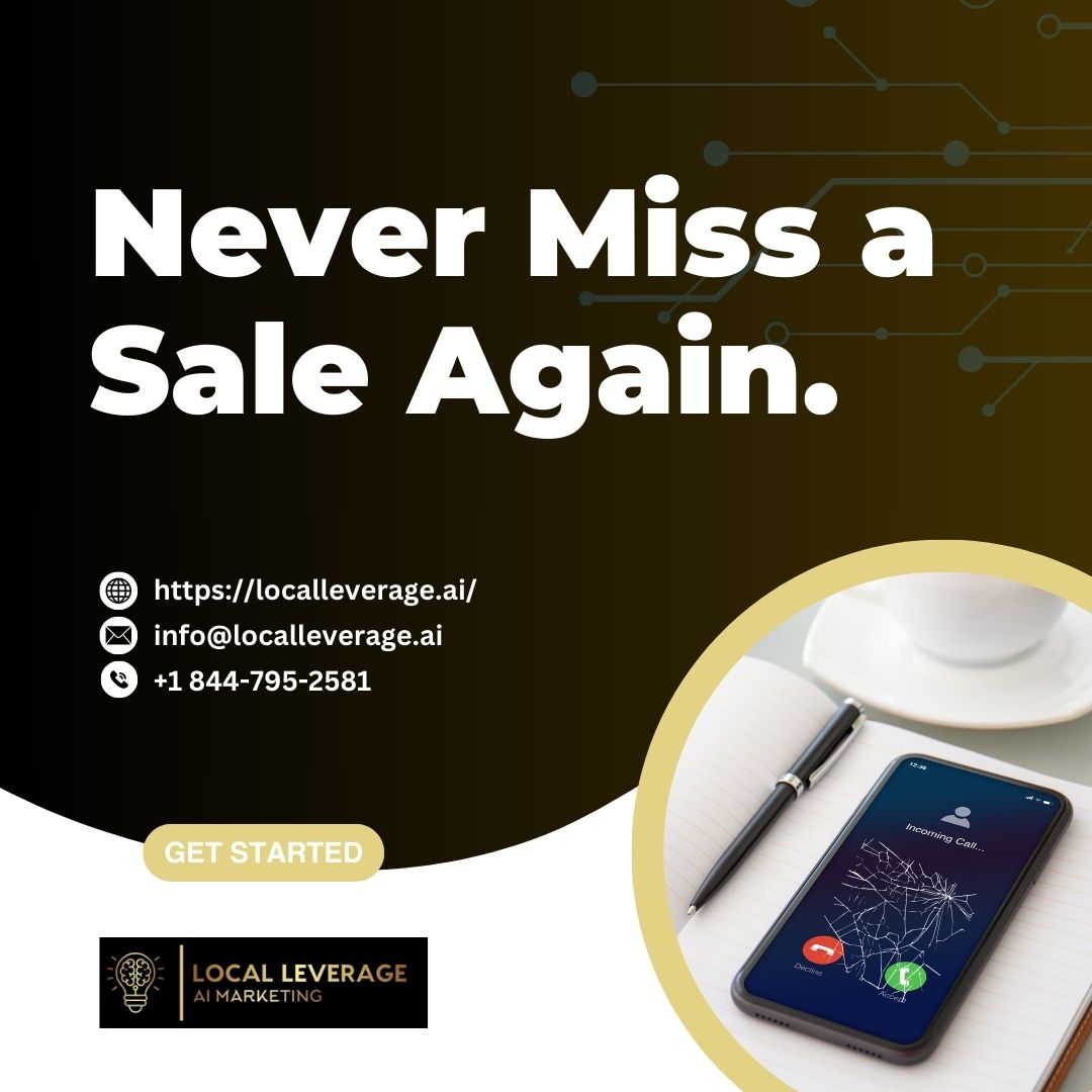 Our AI follows up on missed calls so you don’t lose valuable customers.

DM us to learn more!
🔍 Contact Us: 
🌐 localleverageleads.com/pricing
📧 info@localleverage.ai 
📞 +1 844-795-2581