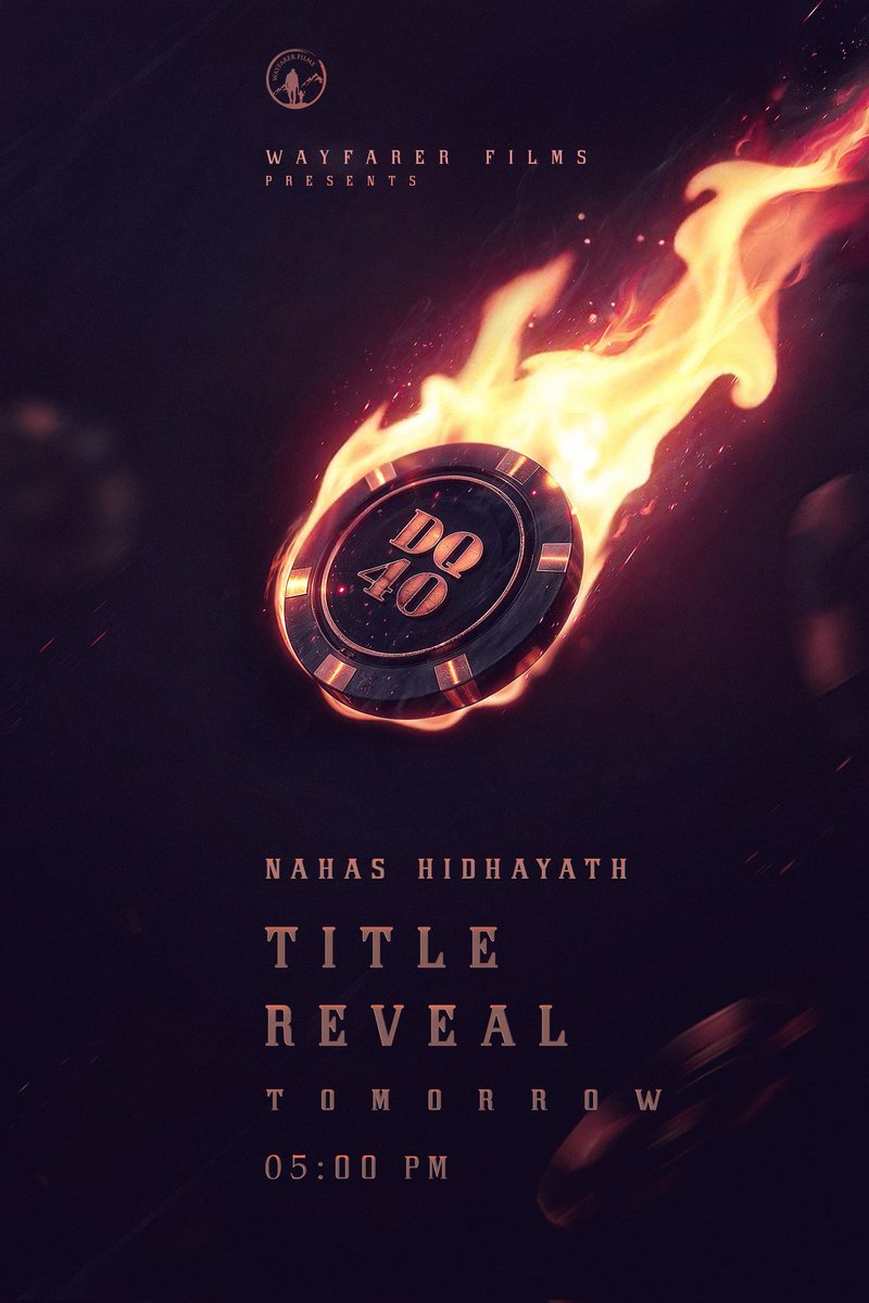 DSFWAI_MLP_D's tweet photo. The countdown ends here! 😎🥵🔥  

#DQ40 title reveal tomorrow at 5:00 PM!  

@dulQuer #DulquerSalmaan https://t.co/fFCX34BoCC