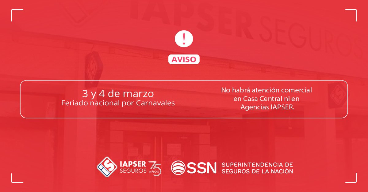 IAPSERoficial's tweet photo. #FeriadoCarnaval 2025 https://t.co/gMNiRhw7ye