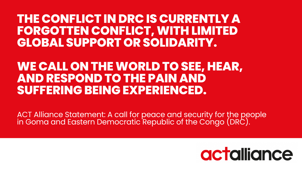 🕊️ A call for peace and security for the people in Goma and Eastern Democratic Republic of the Congo (DRC).

"The conflict in DRC is currently a forgotten conflict, with limited global support or solidarity. We call on the world to see, hear, and respond to the pain and suffering