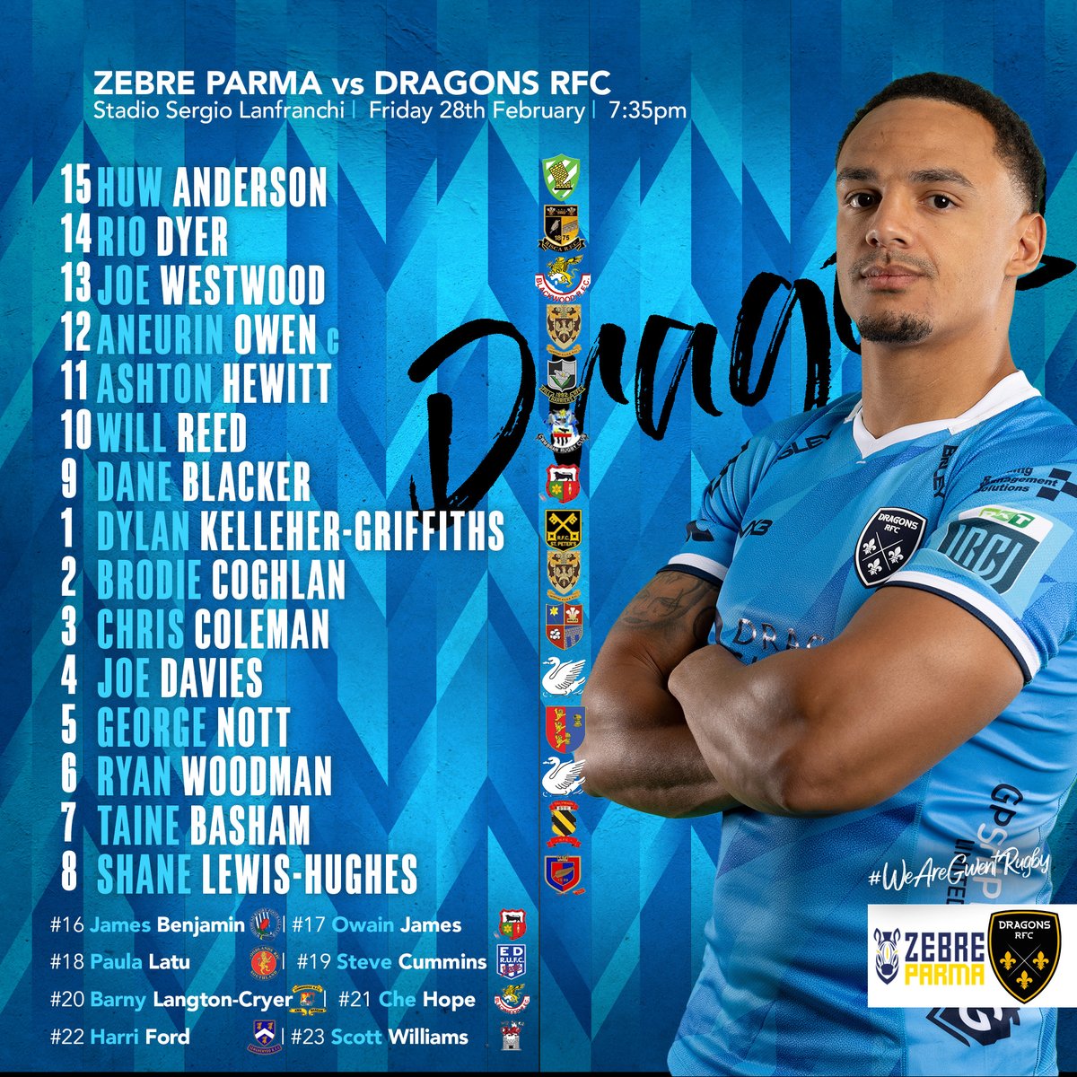 Dragons RFC ๐ (@dragonsrfc) on Twitter photo ๐ ๐ง๐๐๐ ๐๐๐๐ก๐๐ | Dylan Kelleher-Griffiths of <a href="/stpetersrfc/">St. Peters RFC</a> will make his first Dragons start as he replaces Rhodri Jones. ๐
<a href="/Ynysybwl_RFC/">Ynysybwl RFC</a>'s Owain James is set for a Dragons debut from the bench. ๐
โ๏ธ tinyurl.com/ysscehax
#WeAreGwentRugby ๐ ๐ง๐๐๐ ๐๐๐๐ก๐๐ | Dylan Kelleher-Griffiths of <a href="/stpetersrfc/">St. Peters RFC</a> will make his first Dragons start as he replaces Rhodri Jones. ๐
<a href="/Ynysybwl_RFC/">Ynysybwl RFC</a>'s Owain James is set for a Dragons debut from the bench. ๐
โ๏ธ tinyurl.com/ysscehax
#WeAreGwentRugby