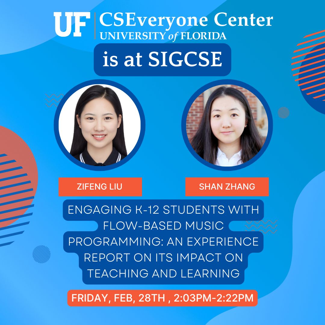 UF_CSEveryone's tweet image. We have 4 different events going on today at #SIGCSE2025. The first is at 10:00am and the last is at 3:00pm. Come find us and talk to us about our research! #UF #ComputerScience #education #CSE