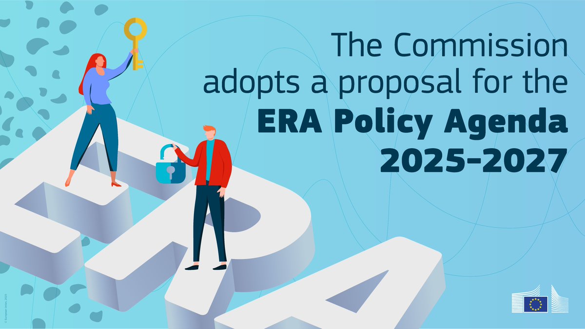 EUScience&Innovation🇪🇺 (@euscienceinnov) on Twitter photo Today, the <a href="/EU_Commission/">European Commission</a> adopted a proposal for the European Research Area Policy Agenda 25-27, paving the way for a stronger #EUResearchArea
What's next? After adoption by 🇪🇺 countries, works on the new ERA Actions can start!
Read more here: europa.eu/!8HMyyY Today, the <a href="/EU_Commission/">European Commission</a> adopted a proposal for the European Research Area Policy Agenda 25-27, paving the way for a stronger #EUResearchArea
What's next? After adoption by 🇪🇺 countries, works on the new ERA Actions can start!
Read more here: europa.eu/!8HMyyY