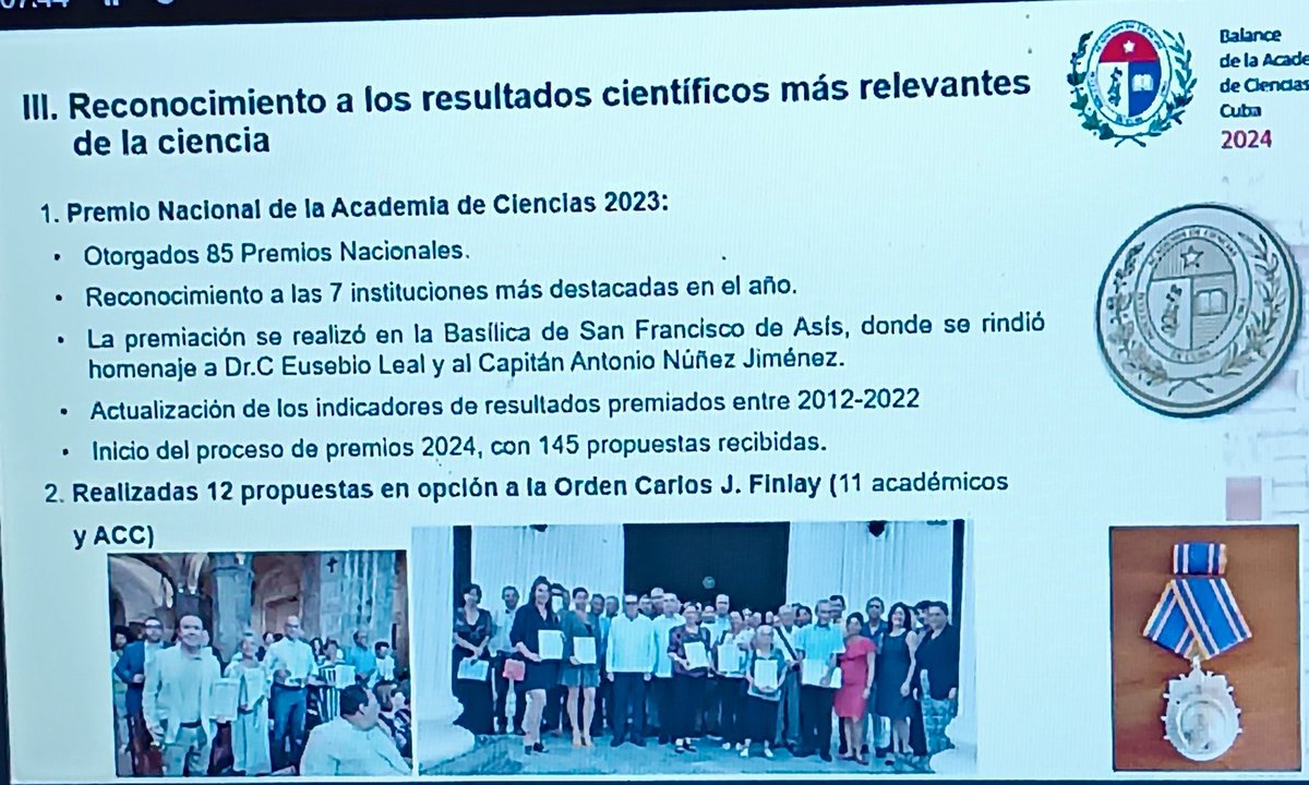 Academia de Ciencias de Cuba (@ciencias_cuba) on Twitter photo Se desarrolla en estos momentos la Asamblea de Balance de la Academia de Ciencias de Cuba, exponiéndose logros 2024 y el trabajo de su grupo auxiliar <a href="/citmacuba/">Ministerio de Ciencia, Tecnología y Medio Ambiente</a> <a href="/PresidenciaCuba/">Presidencia Cuba 🇨🇺</a>
#Somosciencia #Cuba Se desarrolla en estos momentos la Asamblea de Balance de la Academia de Ciencias de Cuba, exponiéndose logros 2024 y el trabajo de su grupo auxiliar <a href="/citmacuba/">Ministerio de Ciencia, Tecnología y Medio Ambiente</a> <a href="/PresidenciaCuba/">Presidencia Cuba 🇨🇺</a>
#Somosciencia #Cuba