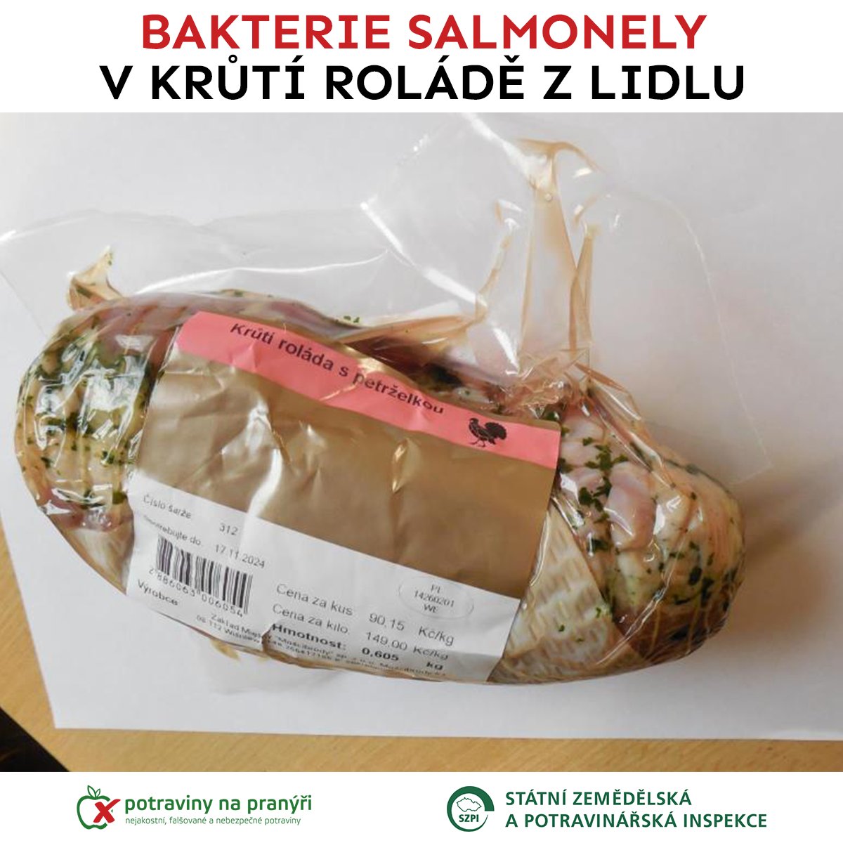 NaPranyri's tweet image. 🦃 Potravinářská inspekce zjistila přítomnost bakterií salmonely v krůtí roládě z Lidlu
➡ Více informací o zjištění včetně kompletní fotodokumentace:
potravinynapranyri.cz/Detail.aspx?id…
#napranyri #potravinynapranyri #maso #krutimaso #plzen #lidl #potraviny