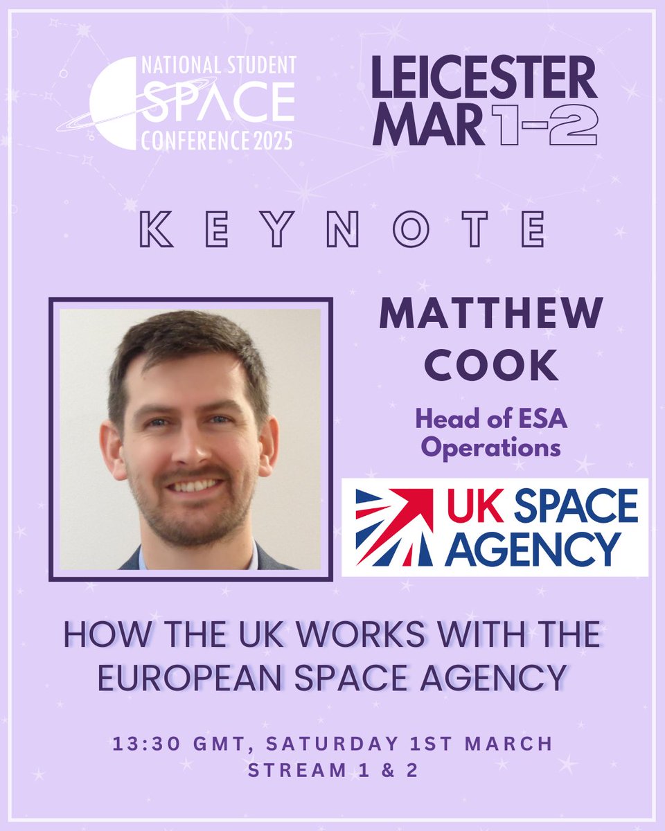 We're so excited to announce Matthew Cook as a keynote speaker at NSSC 2025! 🚀

#NSSC2025 #UKSEDS #SpaceBeyondSTEM