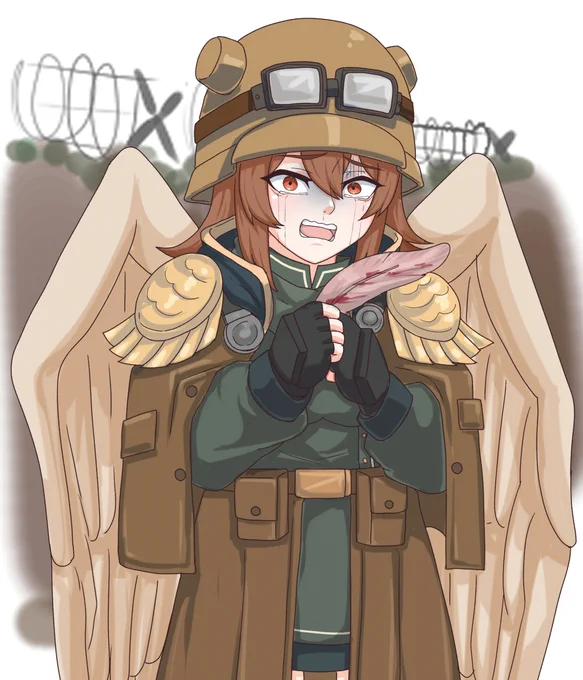 #オリキャラ身代わりになってくれたお友達の羽持ってきたんだね!遺族は喜んでくれるよ!! 
