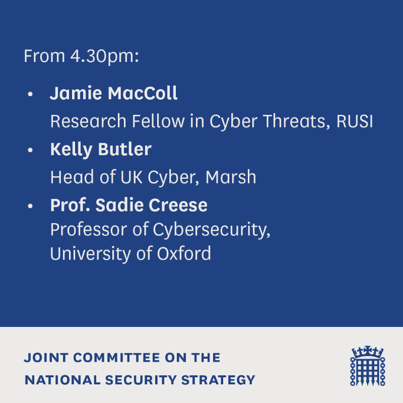 JointCtteNSS's tweet photo. On Monday, we're holding an evidence session to examine the Government's progress in tackling ransomware threats.

We'll also explore whether the UK is making the most of its offensive cyber capabilities.