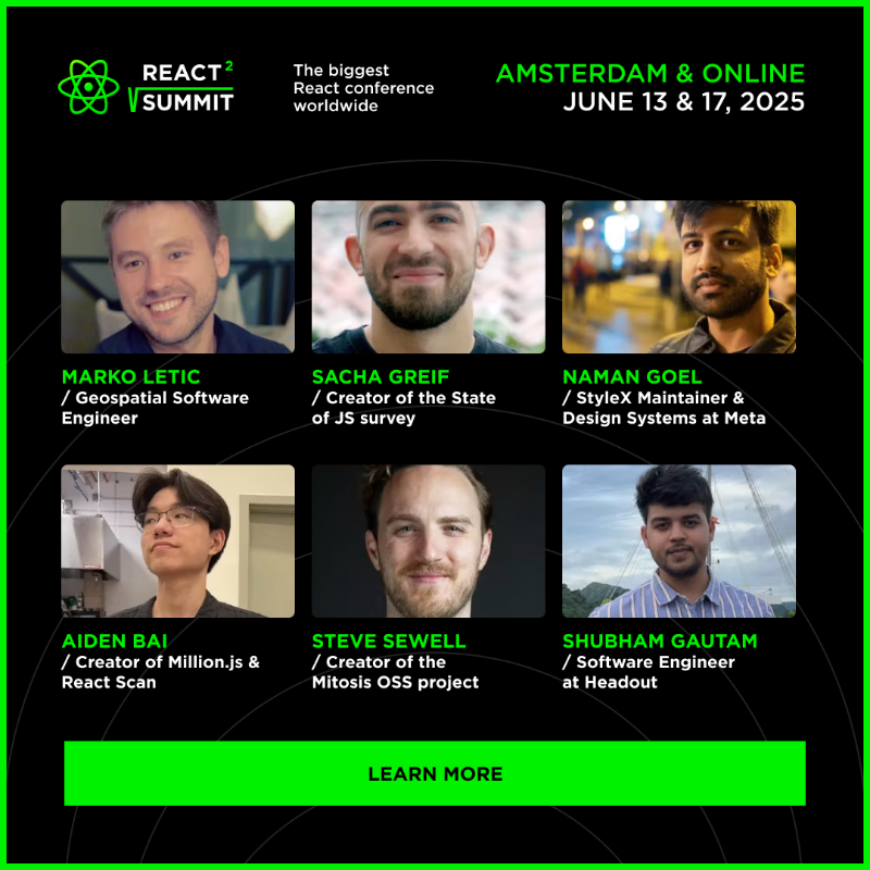ReactSummit's tweet photo. 🔊Check out the amazing speakers in the React Summit lineup! @tannerlinsley, @Baconbrix, @aidenybai &amp; more!

🔥 Test your luck! Enter the ticket raffle to join us for free:

✅ Repost or comment on this post
✅ Register here: https://t.co/twIdc4KjZv

Good luck &amp; see you in June🚀