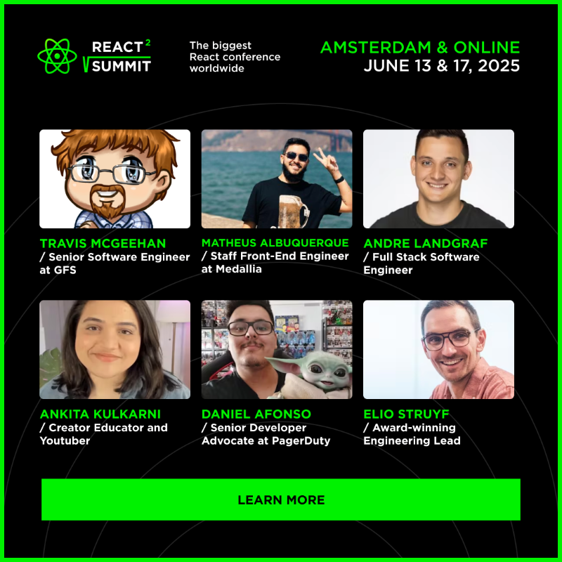 ReactSummit's tweet photo. 🔊Check out the amazing speakers in the React Summit lineup! @tannerlinsley, @Baconbrix, @aidenybai &amp; more!

🔥 Test your luck! Enter the ticket raffle to join us for free:

✅ Repost or comment on this post
✅ Register here: https://t.co/twIdc4KjZv

Good luck &amp; see you in June🚀