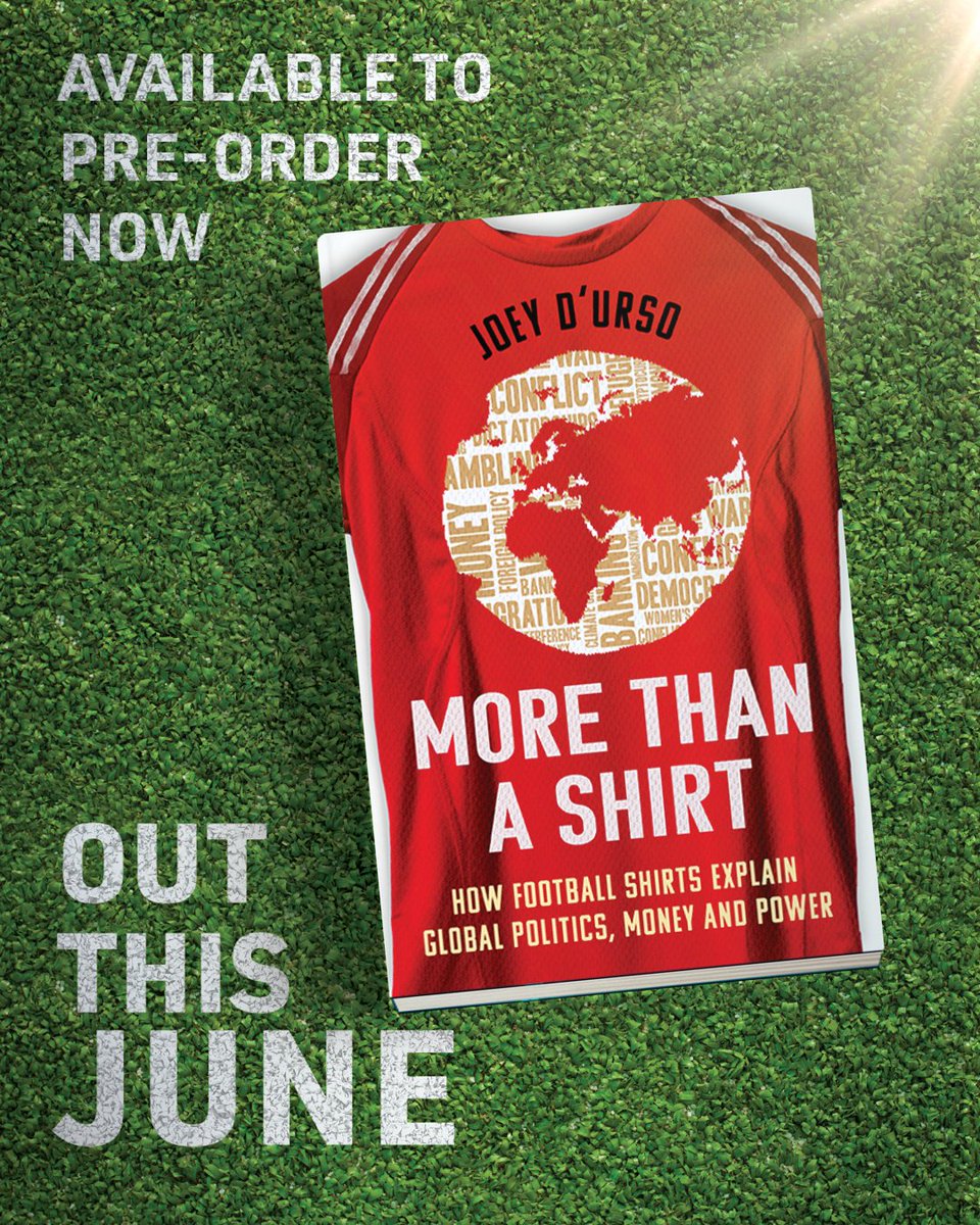 Joey D'Urso (@josephmdurso) on Twitter photo (1/4)
I'm excited to announce that my first book is out on June 19! I've travelled to five continents to tell the story of how 22 different football shirts explain the world...
<a href="/witty_tierney/">Tierney Witty</a> <a href="/mattcolebooks/">Matt Cole</a> <a href="/orionbooks/">Orion Publishing</a> <a href="/SevenDialsBooks/">SevenDials</a> <a href="/NorthbankTalent/">Northbank Talent Management</a> (1/4)
I'm excited to announce that my first book is out on June 19! I've travelled to five continents to tell the story of how 22 different football shirts explain the world...
<a href="/witty_tierney/">Tierney Witty</a> <a href="/mattcolebooks/">Matt Cole</a> <a href="/orionbooks/">Orion Publishing</a> <a href="/SevenDialsBooks/">SevenDials</a> <a href="/NorthbankTalent/">Northbank Talent Management</a>