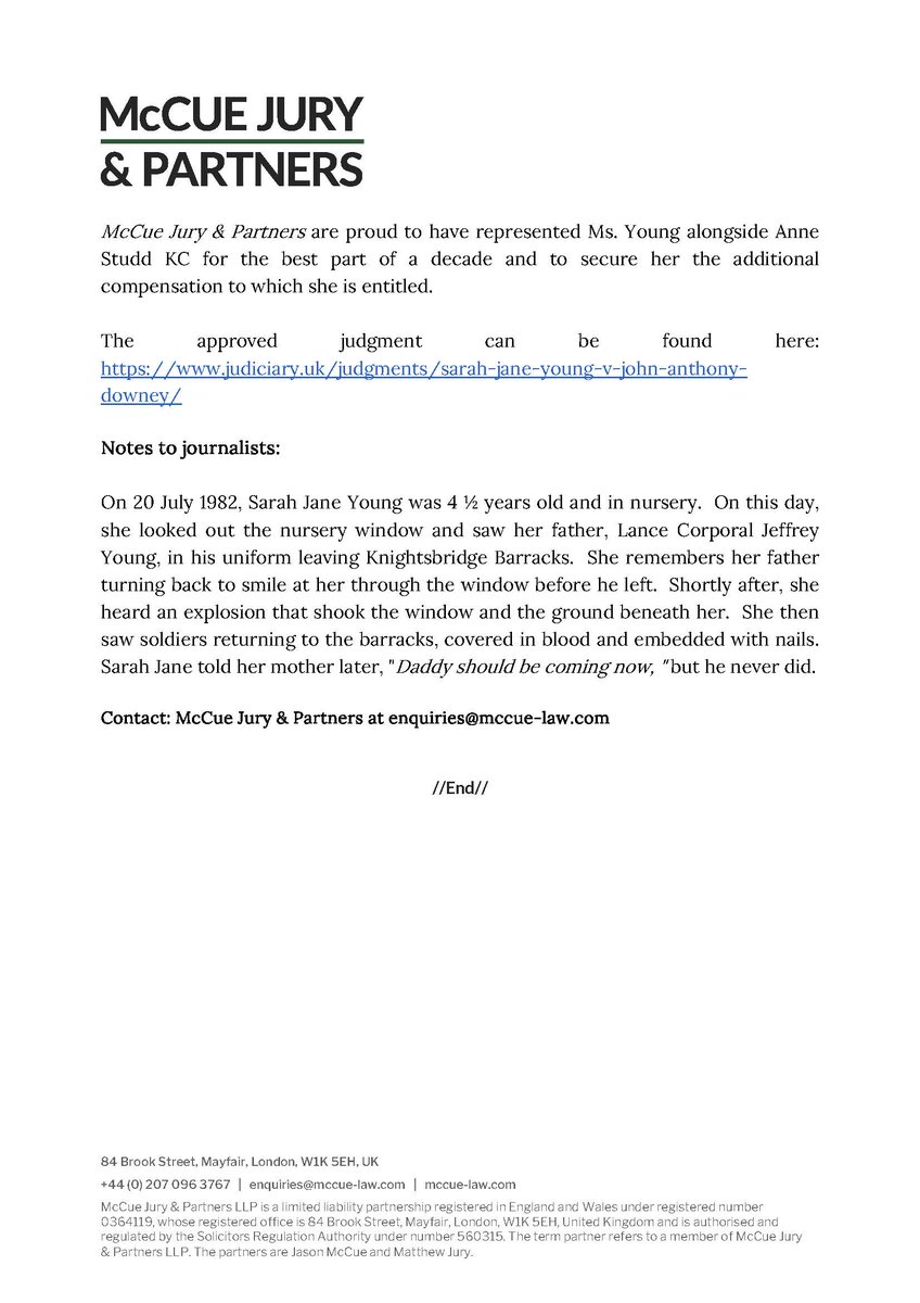 PRESS RELEASE 🚨: Secondary victim in historic IRA case wins right to claim damages at the Court of Appeal