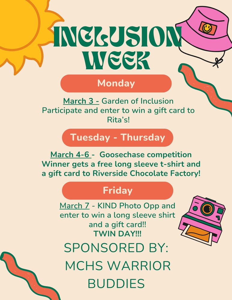 Inclusion week is almost here! Activities for students will be taking place during lunch hours at both campuses. Learn more: dist156.org/article/2055870