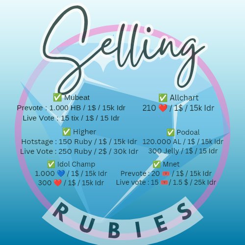 ✨ Available Update ✨
✅ Mubeat
✅ Allchart
✅ Higher
✅ Podoal
✅ Fancast
✅ Idol Champ
✅ Mcountdown

👉 Ready Reservation for other App
👉 Dm us for more information

Wts wtb voting mucore mubank mcountdown showchampion inkigayo birthday awards kpop