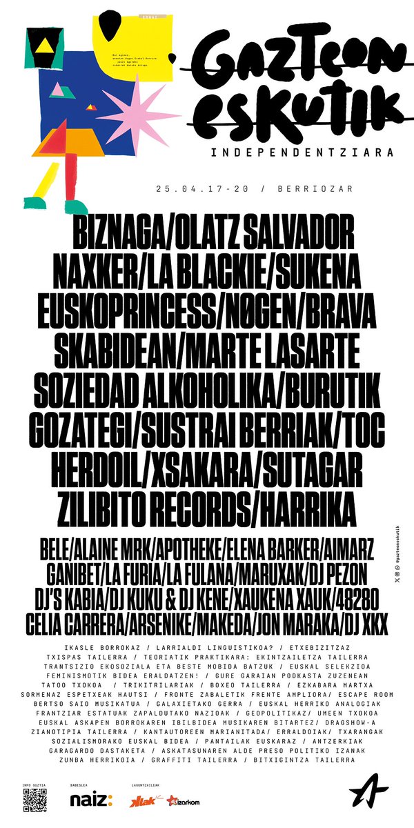 Argitu dira sorpresa guztiak! 

Hemen, apirilaren 17tik 20ra Berriozarren egingo dugun ekimenaren kartel osoa. 

Eskaintzaren informazio osatuagoa ernai.eus atarian aurkituko duzue. 

#GazteonEskutik
Independentziara!
