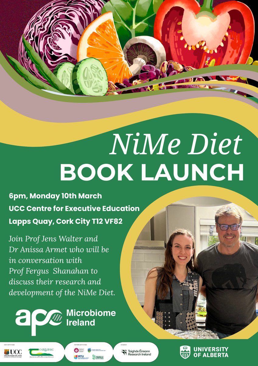 APC Microbiome Ireland (@pharmabiotic) on Twitter photo Join us 6pm March 10th for the <a href="/nimediet/">NiMe Diet</a> book launch at <a href="/CUBSucc/">Cork University Business School (CUBS)</a>.
SPEAKERS: APC's <a href="/JensWalter15/">Jens Walter</a> @ucc, a <a href="/Researchirel/">Research Ireland</a> Professor & Dr Anissa Armet <a href="/UAlberta/">University of Alberta</a>
MC: <a href="/FergusShanahan1/">Fergus Shanahan</a>
Free download bit.ly/41BV0HW
Tickets bit.ly/3EVxa15 Join us 6pm March 10th for the <a href="/nimediet/">NiMe Diet</a> book launch at <a href="/CUBSucc/">Cork University Business School (CUBS)</a>.
SPEAKERS: APC's <a href="/JensWalter15/">Jens Walter</a> @ucc, a <a href="/Researchirel/">Research Ireland</a> Professor & Dr Anissa Armet <a href="/UAlberta/">University of Alberta</a>
MC: <a href="/FergusShanahan1/">Fergus Shanahan</a>
Free download bit.ly/41BV0HW
Tickets bit.ly/3EVxa15