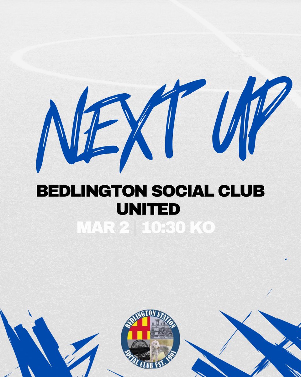 🔵 Derby Day! 🔵

📍 Gallagher Park | NE22 7LB
⏰ 10:30 KO
🏆 CDSFL

The Battle for Bedlington comes at a crucial stage in the season with only one goal separating the sides in the league table as The Station aim to stay in 3rd place ⚽️