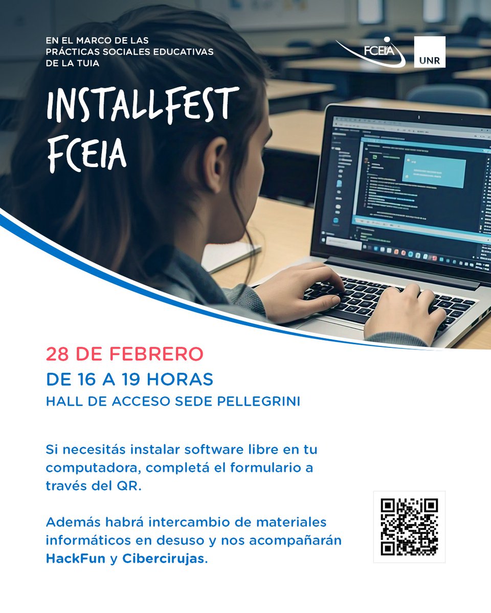 AngelDelPalo's tweet photo. Hoy con @hackfunrosario vamos a estar en el Installfest de la FCEIA viendo a qué le podemos instalar Linux! 🐧 https://t.co/WuFUGBDPrI