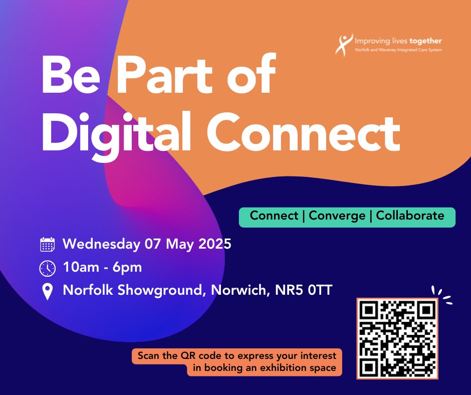 NWICBDigital's tweet photo. We have a few Exhibitor stands left at Digital Connect 2025! If you want to showcase your product and engage with Health &amp; Social Care organisations in Norfolk &amp; Waveney, this could be the event for you⭐ https://t.co/Kyfkt1v9cU