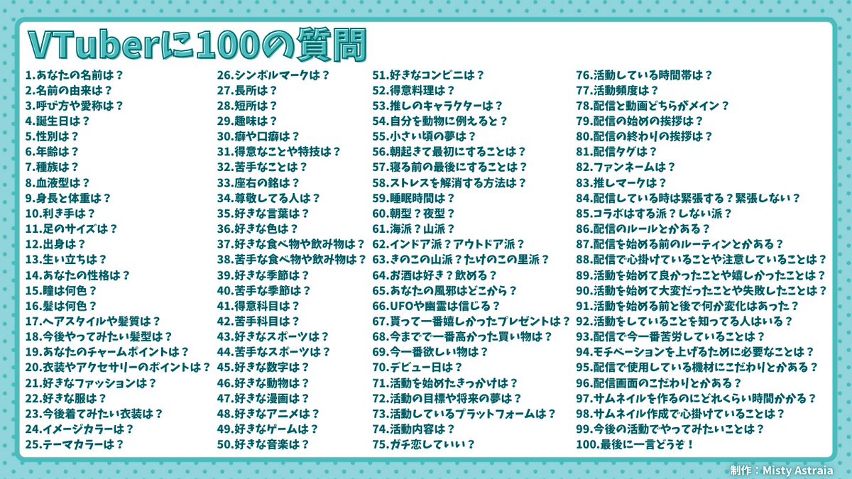 100 の 質問