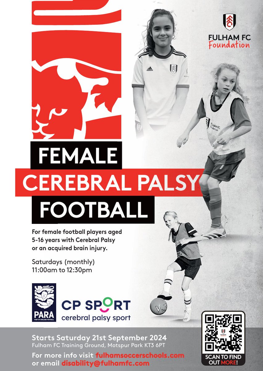Cerebral Palsy Sport (@cp_sport) on Twitter photo We have 6 Female CP Football Satellite Centres taking place across England💚
Fulham FC Foundation have their next session on Saturday 22nd March.
Please get in touch if interested via info@cpsport.org for information on the other 5 Satellite Centres.
<a href="/FulhamFCFound/">Fulham FC Foundation</a> We have 6 Female CP Football Satellite Centres taking place across England💚
Fulham FC Foundation have their next session on Saturday 22nd March.
Please get in touch if interested via info@cpsport.org for information on the other 5 Satellite Centres.
<a href="/FulhamFCFound/">Fulham FC Foundation</a>