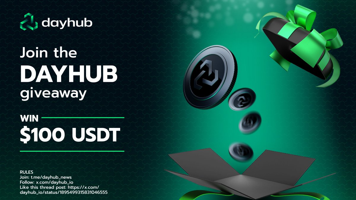 🚨 $100 USDT GIVEAWAY ALERT! 🚨

Free crypto? YES! One lucky winner will score $100 USDT! 💸🔥

How to enter:

✅ Like and READ this post: x.com/dayhub_io/stat…
✅ Follow <a href="/dayhub_io/">Dayhub</a>
✅ Join our Telegram: t.me/dayhub_news
✅ Like this giveaway post

⏳ 72 hours left! Will