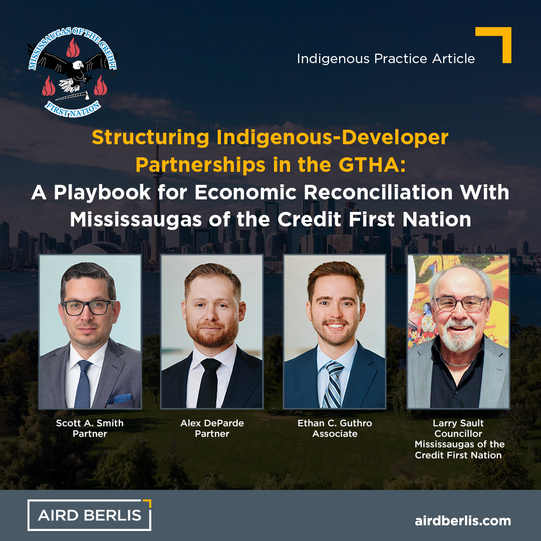 Aird & Berlis LLP (@airdberlis) on Twitter photo The Aird & Berlis Indigenous Practice Group is pleased to have co-authored an article with the <a href="/mcfirstnation/">Mississaugas of the Credit First Nation</a> serving as an entry point for #realestate #developers operating within the GTHA who are interested in advancing economic reconciliation with MCFN: airdberlis.co/3QH53VG The Aird & Berlis Indigenous Practice Group is pleased to have co-authored an article with the <a href="/mcfirstnation/">Mississaugas of the Credit First Nation</a> serving as an entry point for #realestate #developers operating within the GTHA who are interested in advancing economic reconciliation with MCFN: airdberlis.co/3QH53VG
