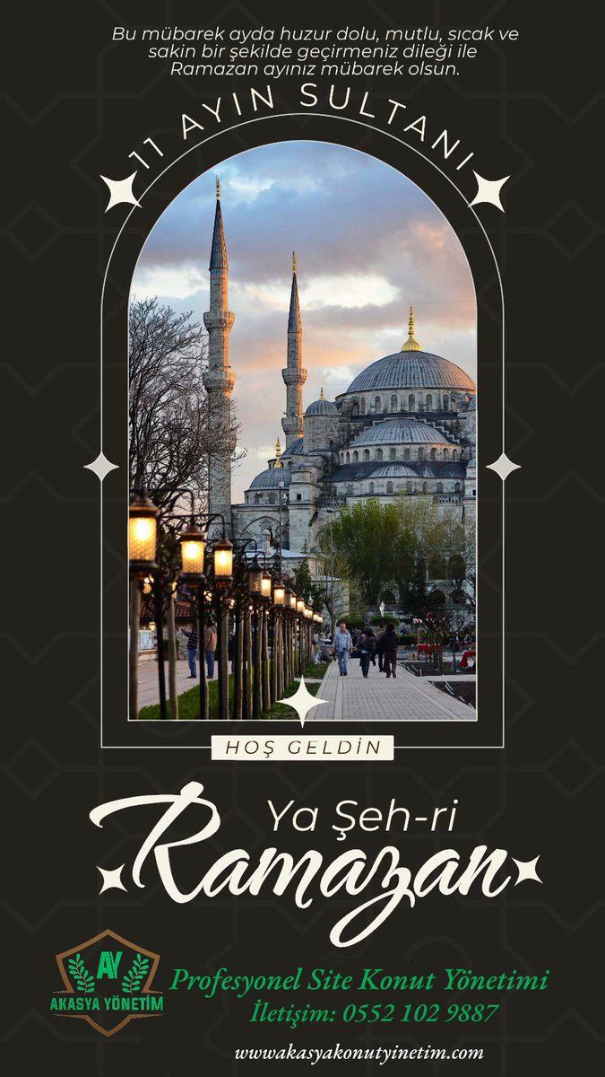 Bu mübarek ayda huzur dolu, mutlu sıcak ve sakin bir şekilde geçirmeniz dileğiyle...
 Ramazan Ayınız mübarek olsun.
#11ayınsultanı 
#HosGeldinYaSehriRamazan 
#akasyayönetim