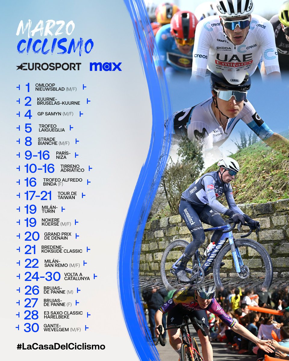 eduardochozas's tweet image. Aquí tenemos el programa de  ciclismo de marzo de @StreamOnMax y @Eurosport_ES 
Preparate!🤗🤗🤗 #LaCasaDelCiclismo