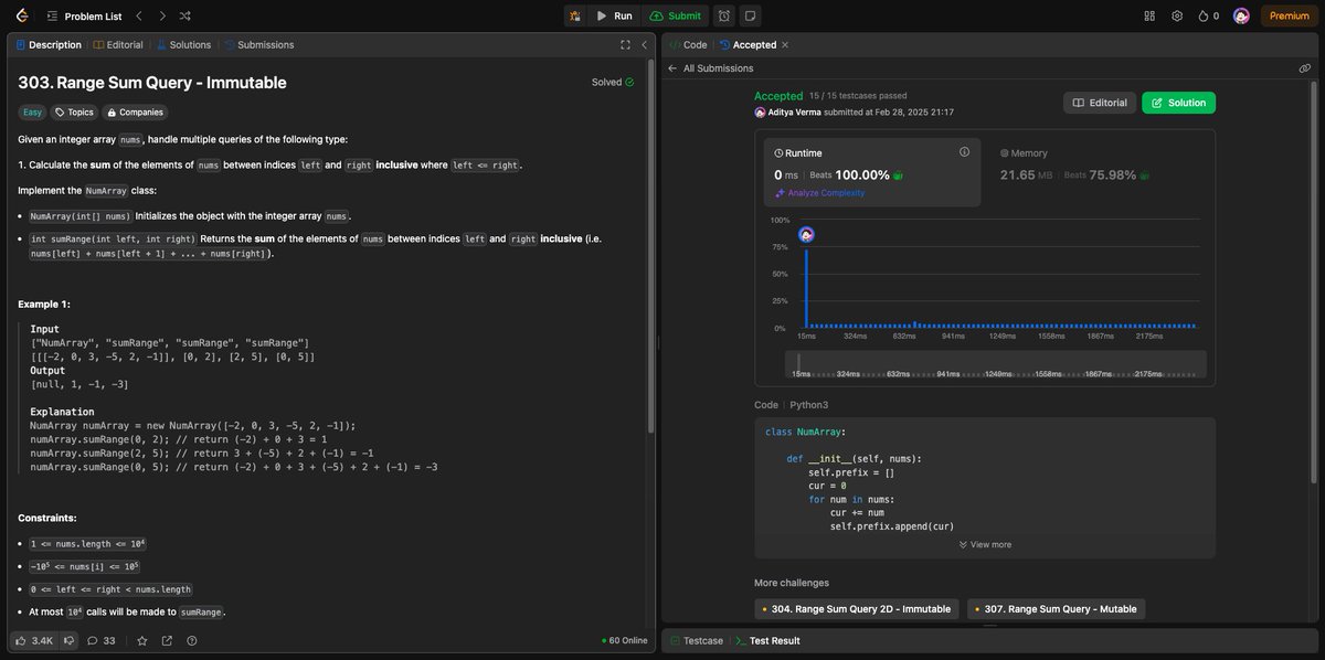 adityaverm_a's tweet image. Day 83 of #100DaysOfLeetCode
Problems:
- Sequential Digits
- Range Sum Query - Immutable
- Find All Numbers Disappeared in an Array
#100DaysOfCode