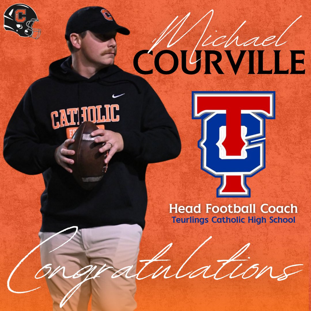 CHS Football (@curdogfootball) on Twitter photo Congratulations to Coach Michael Courville on being named the new Head Football Coach at Teurlings Catholic! 
Thank you for everything Coach and good luck! Congratulations to Coach Michael Courville on being named the new Head Football Coach at Teurlings Catholic! 
Thank you for everything Coach and good luck!