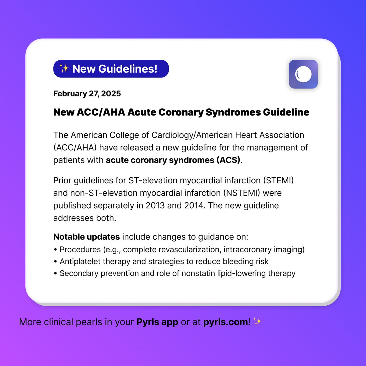 New ACC/AHA Acute Coronary Syndromes Guideline