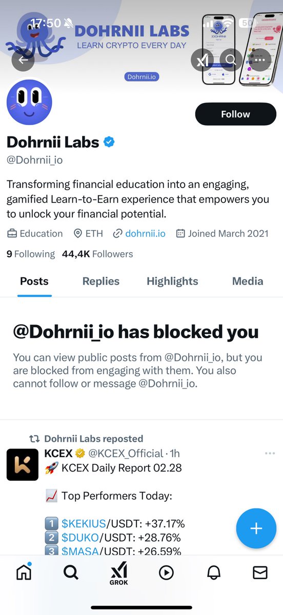 Interesting thing about <a href="/Dohrnii_io/">Dohrnii Labs</a>, being an early investor I asked a question about previous version of the token in the comments and got blocked. Be careful with this one👀 #crypto #scam #dohrniilabs #dhn #CryptoScam