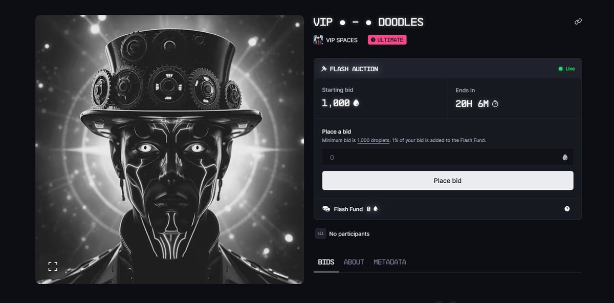 VipulRawat1010's tweet photo. GN #Drip 😎

VIP X @doodles Dark Mode submission Live Now on @drip_haus 
Starting bid : 1k droplets Ultimate 
 Time Remaining : 20H  Letss go 

https://t.co/nmVTukHnK9

#cryptoNFT #Crypto #NFTCommunity #NFT #dripnft #NFTartist #vipspaces https://t.co/ESOX8rsjNX