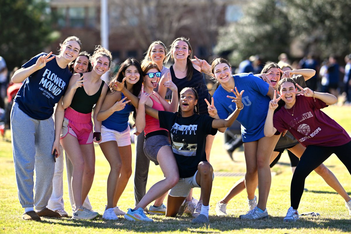 You never know who you're going to see at a Flower Mound track meet: The Lady Jags basketball team is still having fun together, supporting their school and friends!