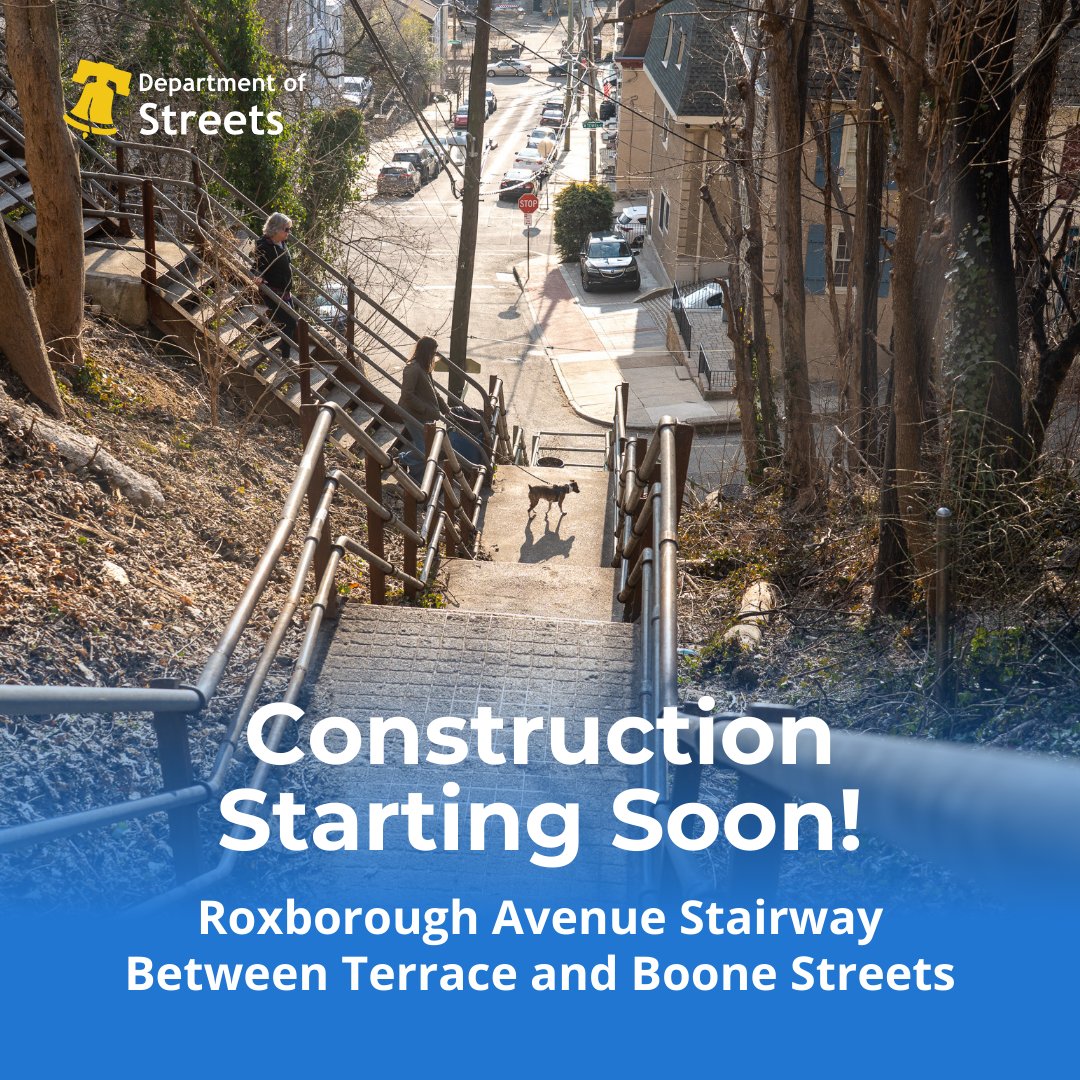 Construction is set to begin on the Roxborough Ave Stairway between Terrace and Boone. This project preserves a vital neighborhood connection, advancing our mission of making travel safe for communities across the city. During construction please use the Cotton St Stairway.