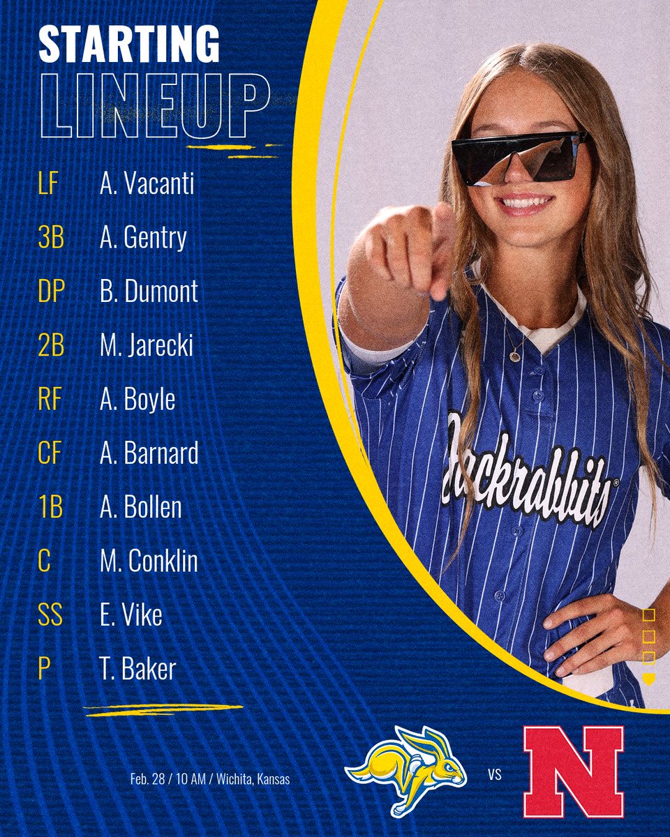 A look at our lineup as first pitch is just moments away against the Huskers! #GoJacks 🐰